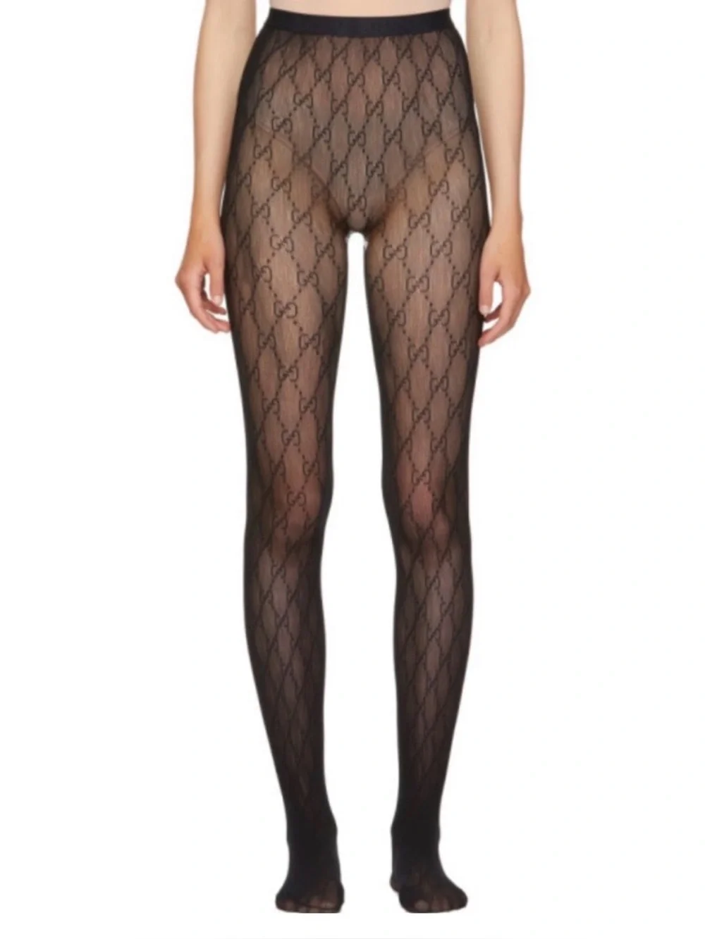 Gucci Black Sheer GG Logo Tights S